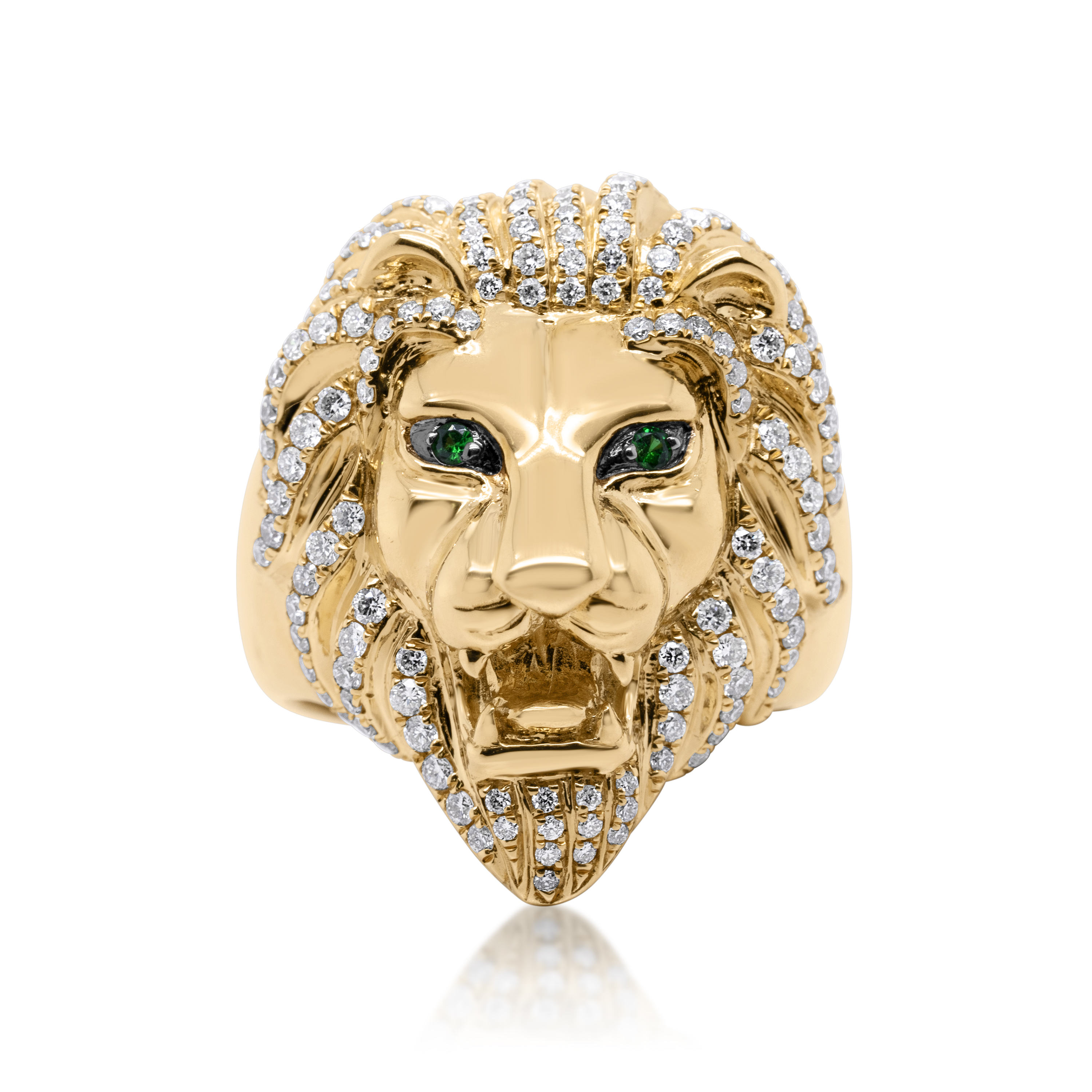 Diamond Lion Head Ring 1.55 ct. 10K Yellow Gold